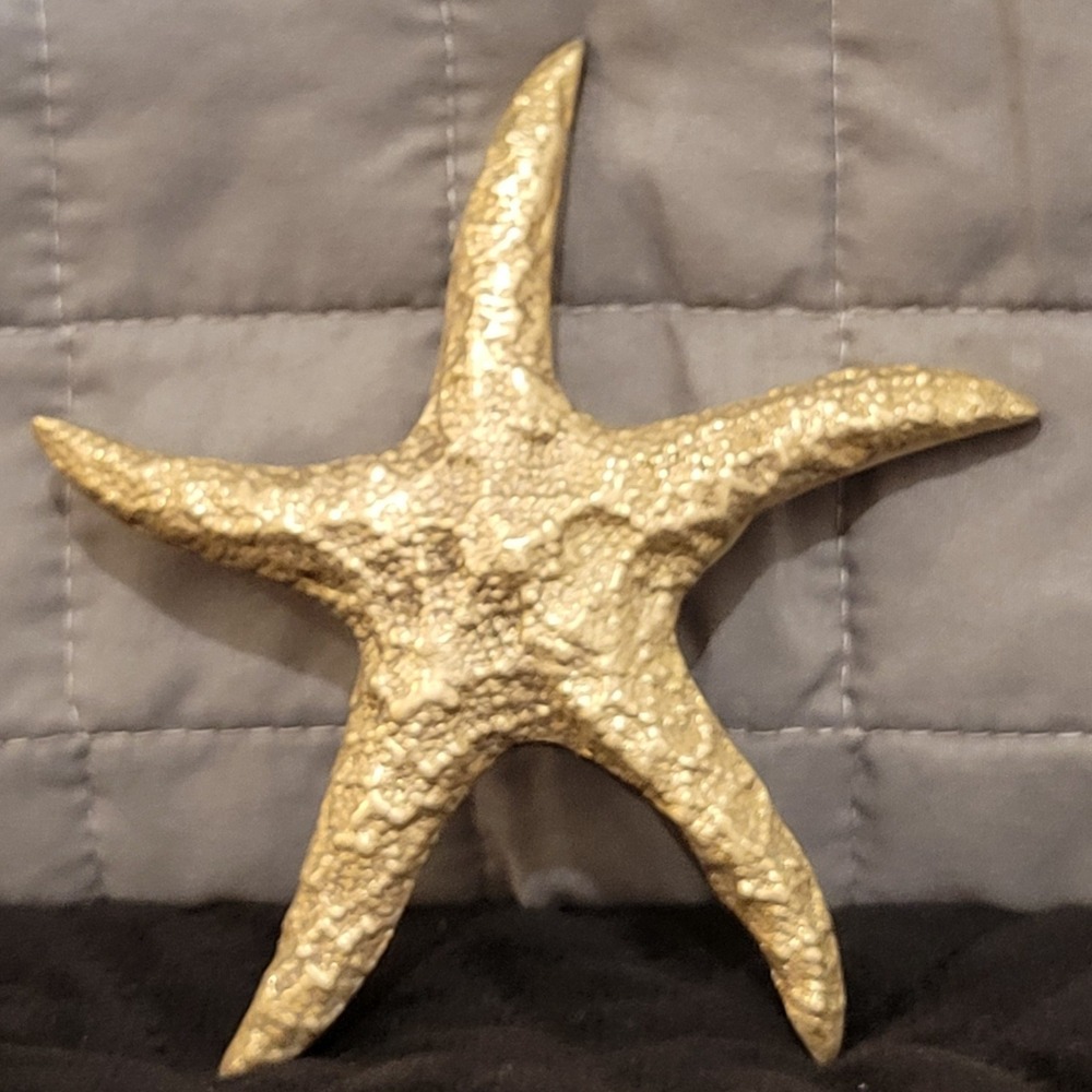 Vintage Solid Brass Starfish Figurine Coastal Nautical Decor Beach Ocean Marine